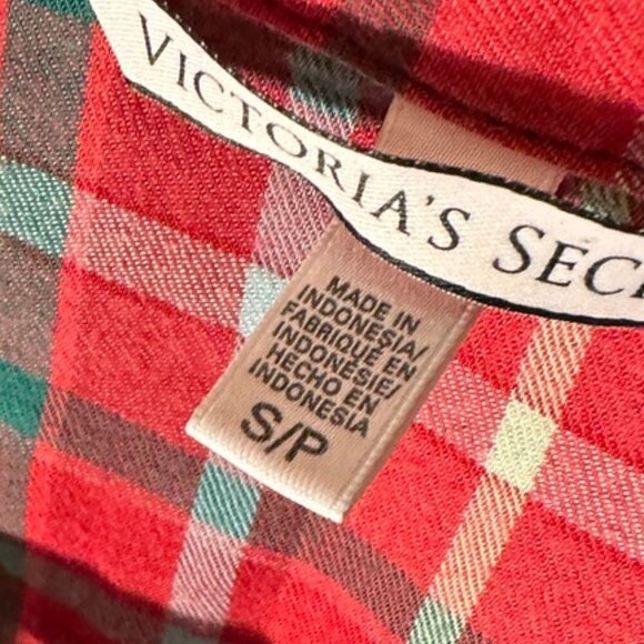 Victorias Secret VS Plaid Pajama Top Size Small Petite Red Christmas Tartan - Picture 3 of 5